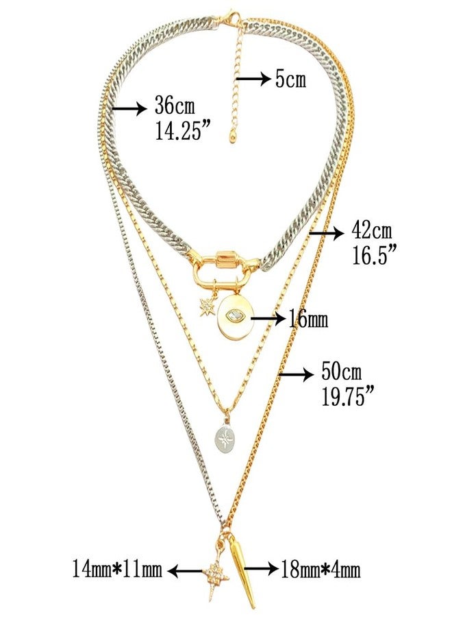 sunglnl Gold Layered Necklaces For Women, 3PS Chunky Two Tone Necklace Silver Coin Pendant Paperclip Stacked Chain Trendy Statement Jewelry Gift (layer necklace) - Image 5